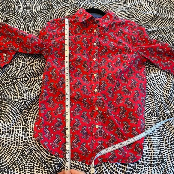 Talbots size 6 Paisley Patterned Americana Red Business Casual Button Down Shirt - Picture 6 of 11